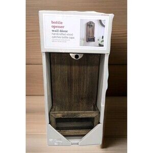 Wall Mounted Bottle Opener Wood Beer Cap Catcher Rustic Decor NEW Handcrafted